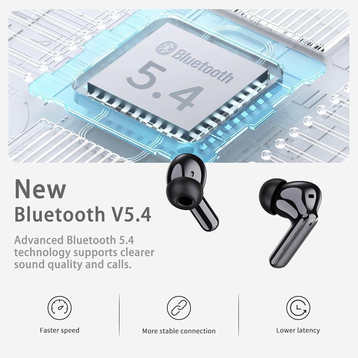 Genérico Auriculares Inalámbricos,Auriculares Inalámbricos Bluetooth, Cascos Inalambricos Bluetooth IPX7 Impermeable, Ajuste Cómodo,Carga Rápida USB-C (Gris) — view 3