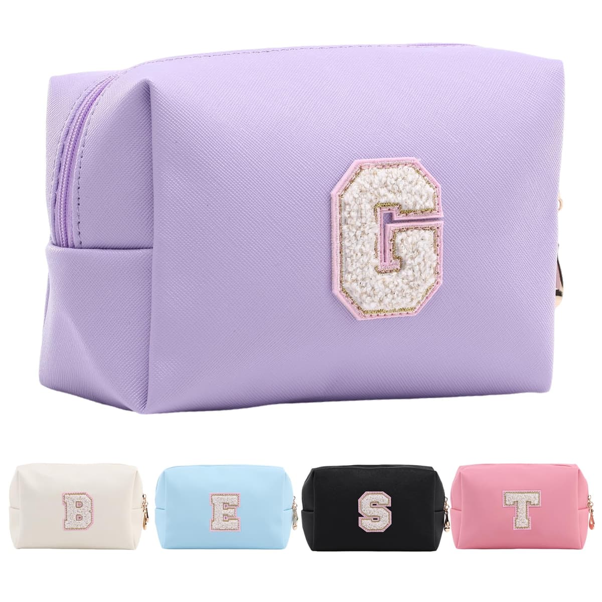 Personalized Makeup Bag,Waterproof Travel Makeup Pouch Cosmetic Bag Birthday Gift for Women Mom，Bride Bridesmaid Cosmetic Bag A-Z