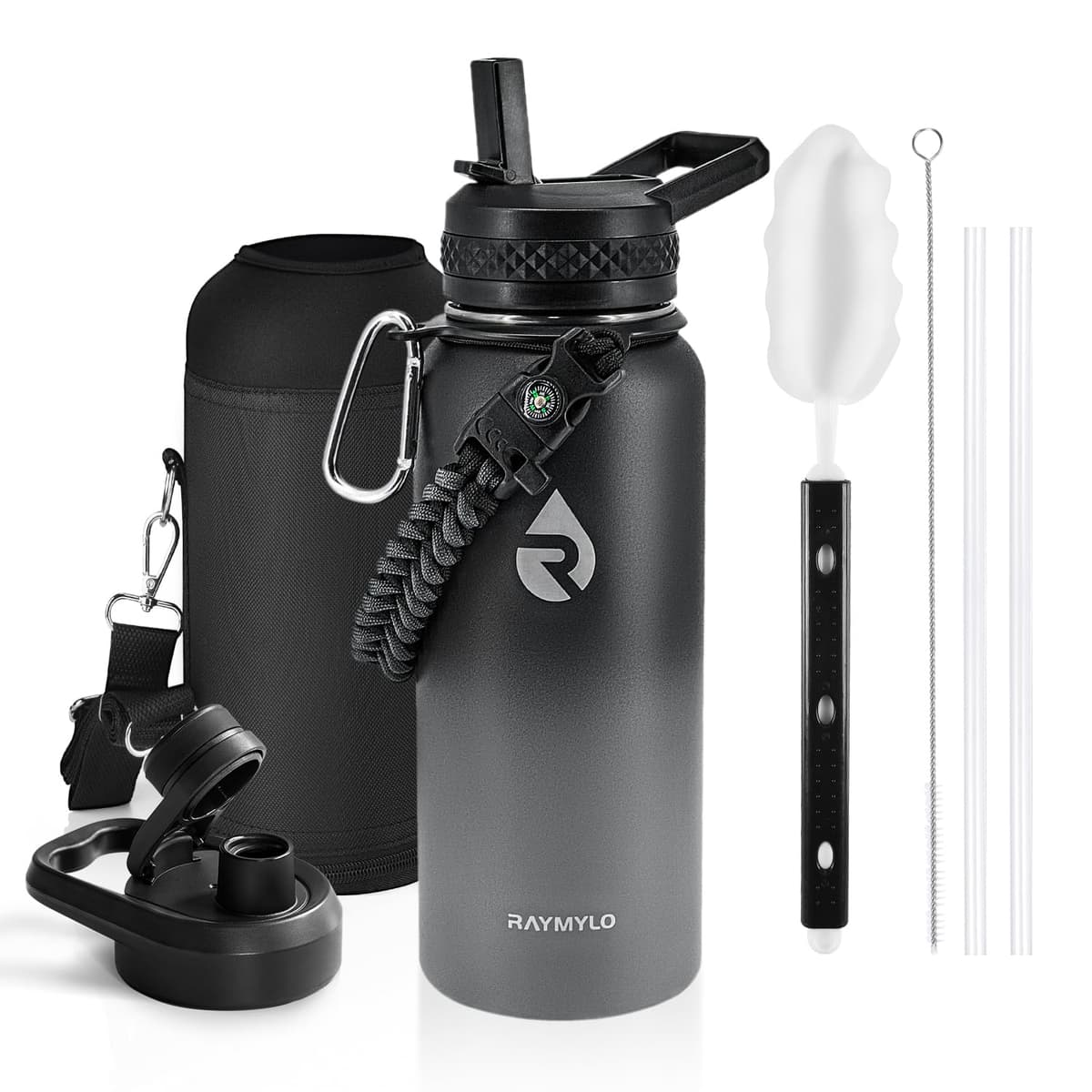 RAYMYLO One Gallon Water Bottle Insulated, Triple Walled Vacuum Stainless Steel (Cold for 48 Hrs), Leak Proof & Non-BPA, Large Water Flask Jug with Paracord Handle & Straw Spout Lids — view 40