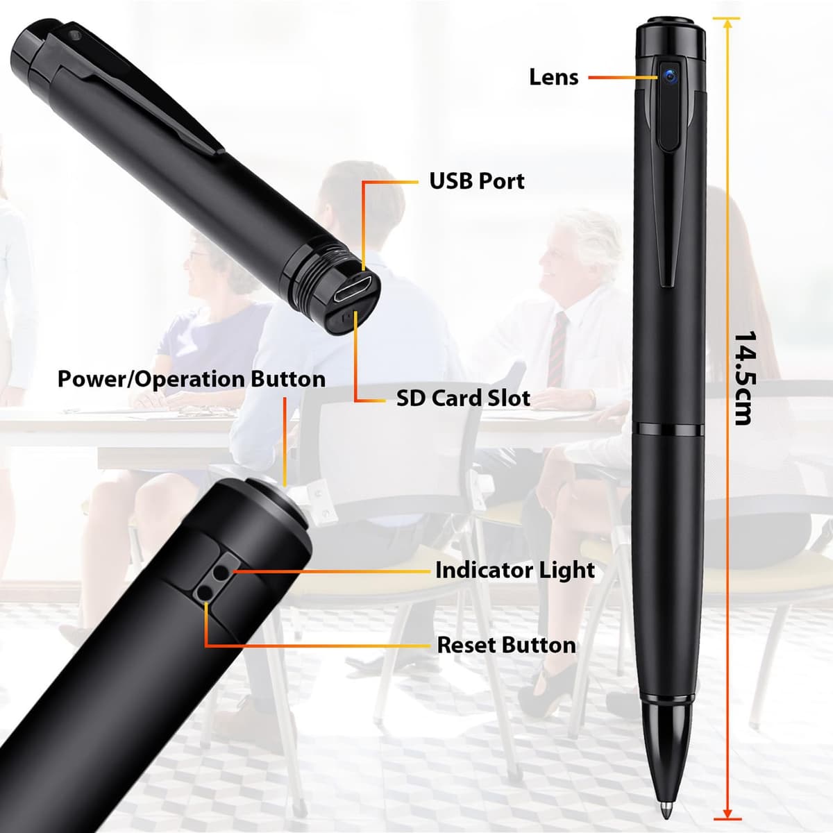 1080P Body Camera Pen, Mini Body Camera with Video or Picture Taking, Surveillance Cam for Indoor Outdoor — view 2