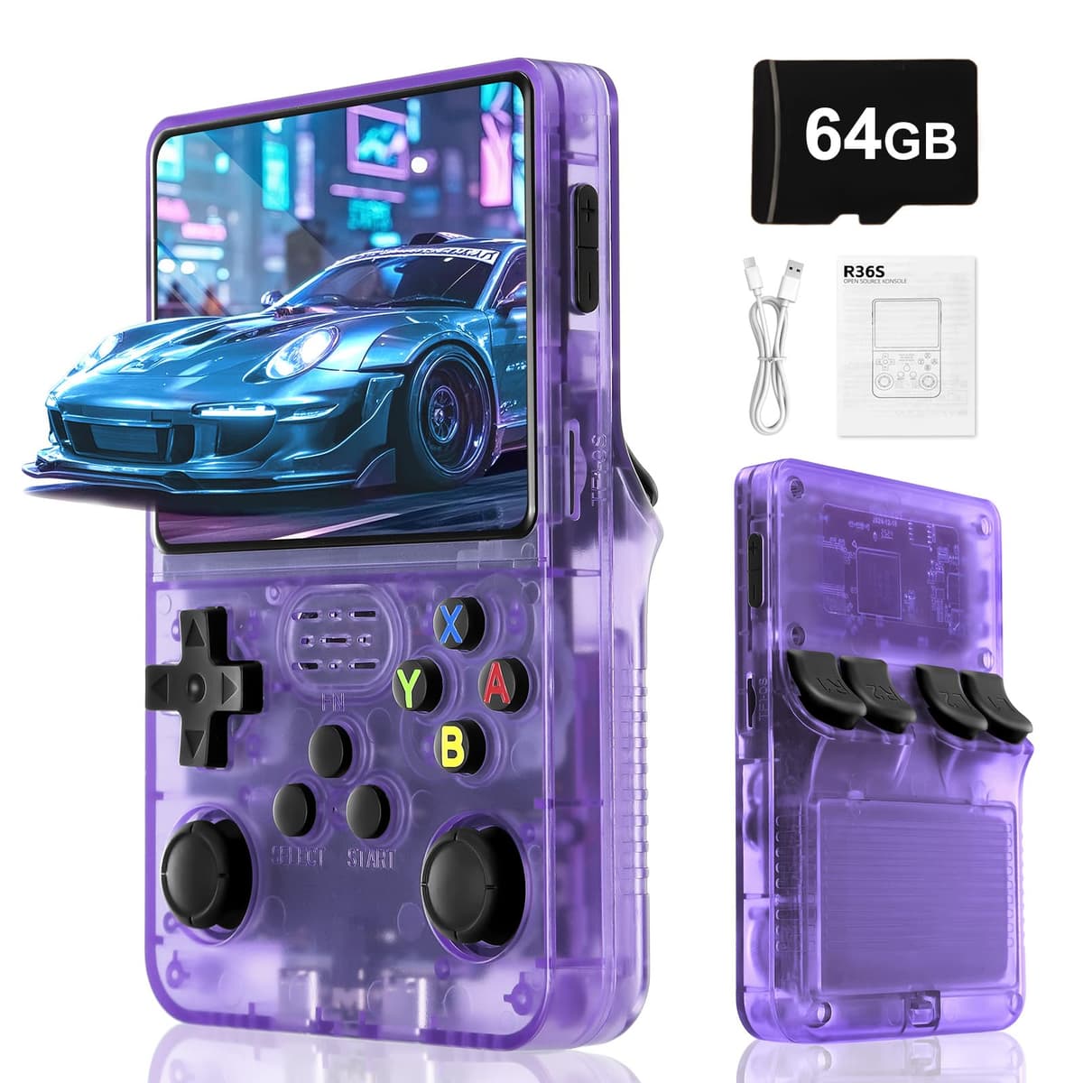 R36S Retro Handheld Video Game Console -Linux System,3000mAh Battery,3.5 Inch Screen,64G TF Card,20000+ Classic Games,Portable Game Console for Present to Give Friends for Christmas-Green — view 14