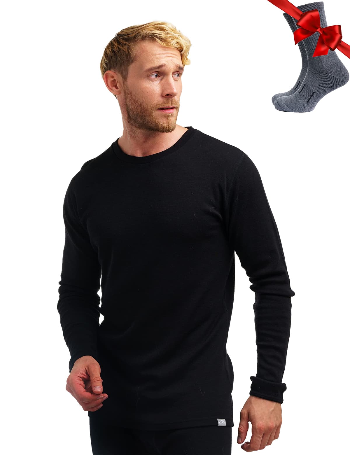 Merino.tech Camiseta Lana Merino Hombre - Deportiva Ropa Térmica 100% Lana Merino Ligero, Medio, Pesado con Calcetines — view 19