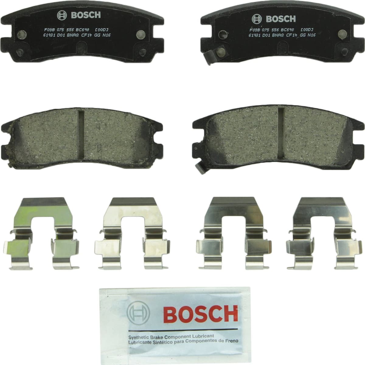 Bosch BC914 QuietCast Premium Ceramic Disc Brake Pad Set For: Acura ILX; Honda Accord, Civic, CR-V, Element, Fit, Front — view 323