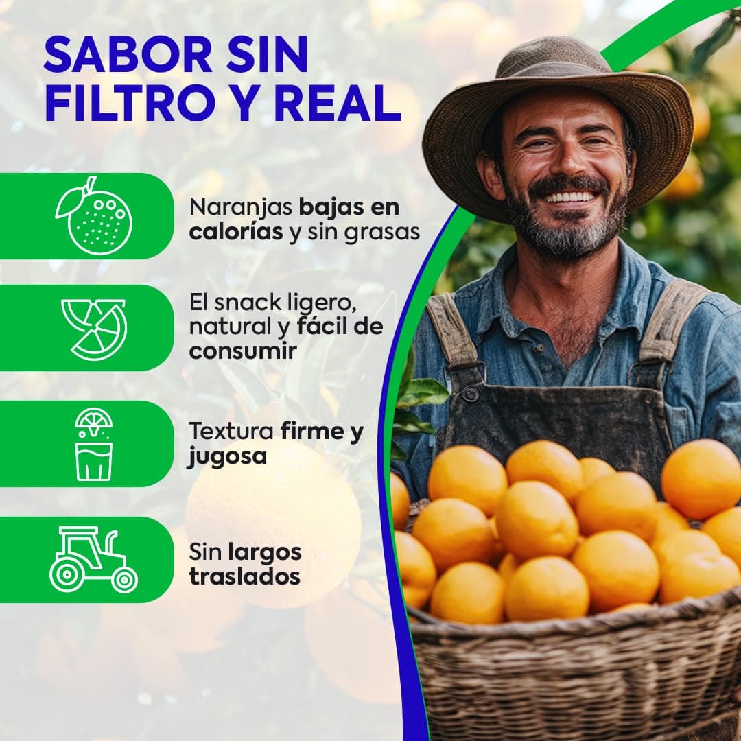 Naranjas de Valéncia directas del árbol recién recolectadas - del árbol a tu mesa sin tratamientos post cosecha - cajas de 5, 9, 15 y 19kg - fruta natural valenciana - naranja de mesa (9KG) — view 3
