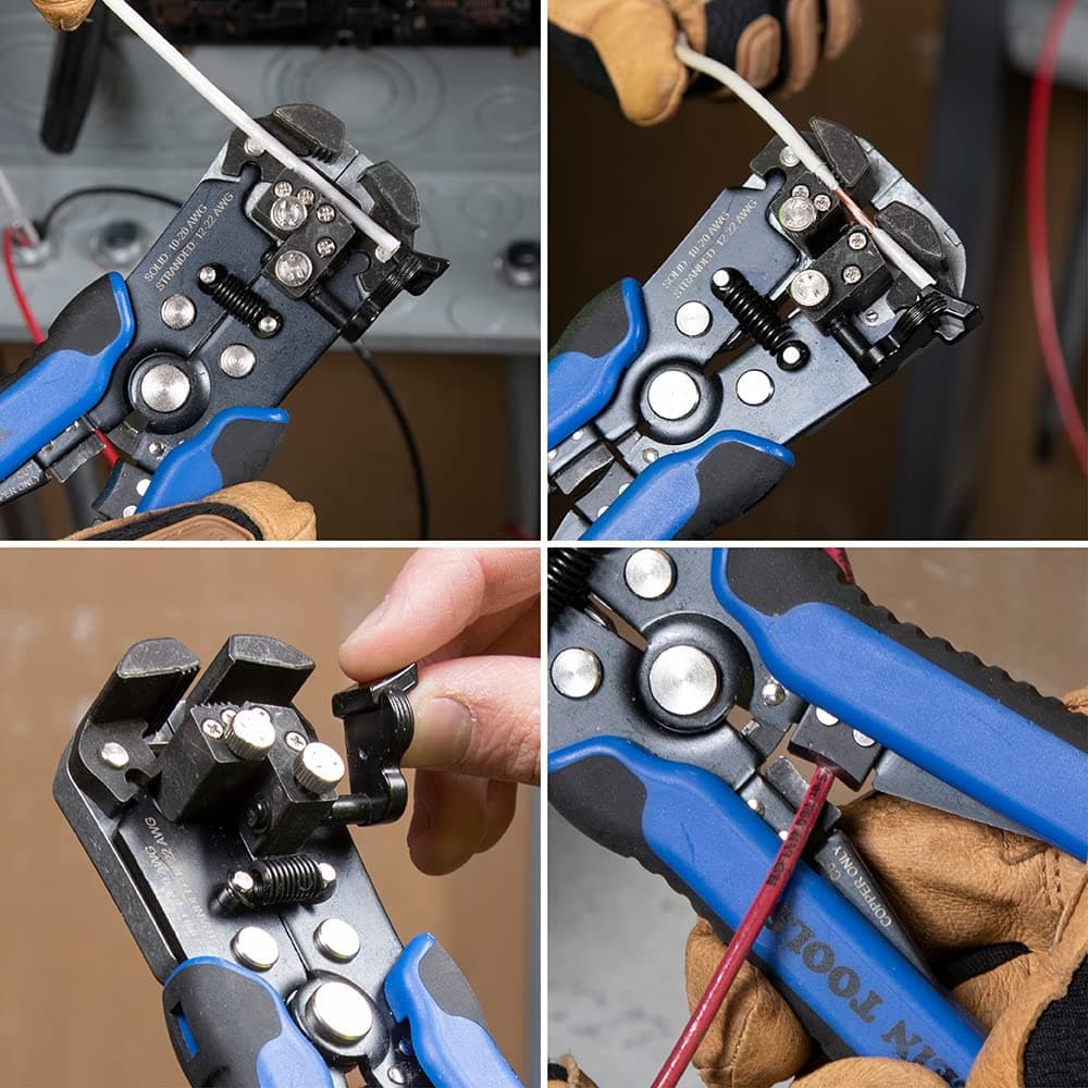 Klein Tools 11061 | Self-adjusting cable stripper 0.2 – 1 mm² | Self-adjusting head | Adjustable stop | Tension wheel | Integrated cutter | 21 cm — view 3