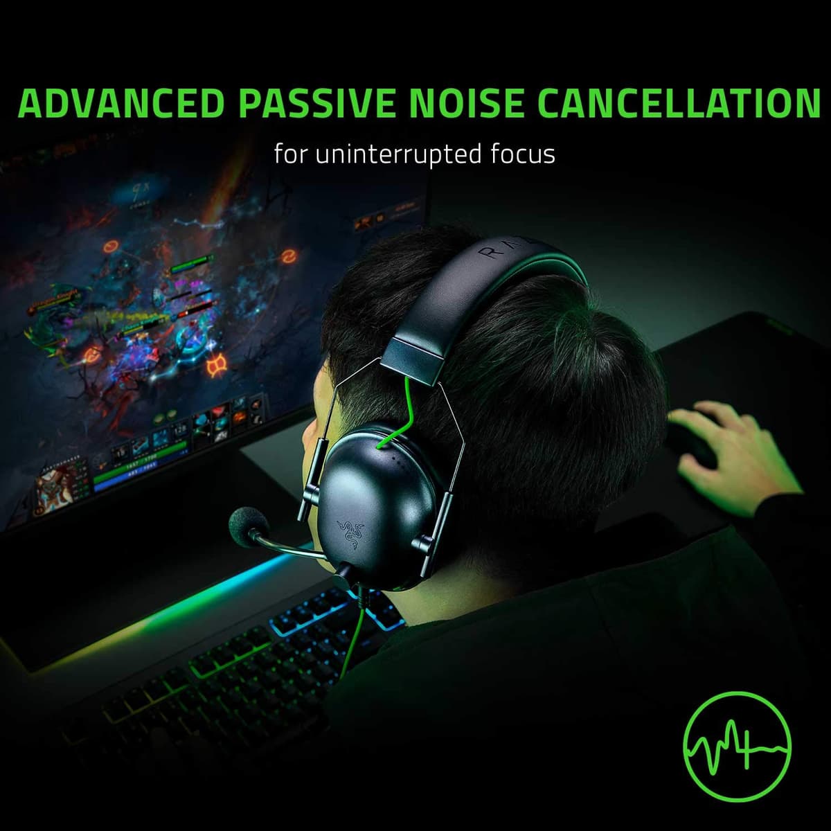 Razer BlackShark V2 X - Multi-Platform Wired Esports Headset (Triforce 50 mm Drivers, Advanced Passive Noise Cancellation, 7.1 Surround Sound, Hyperclear Cardioid Mic) Black — view 5