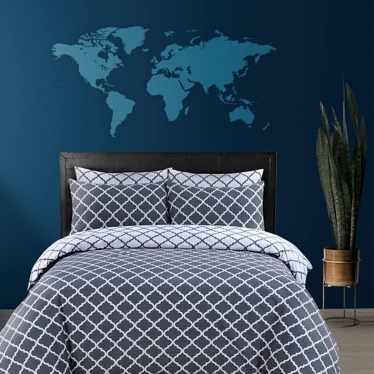 DTEX HOMES Double Duvet Set 100% Pure Cotton Reversible Printed Hotel Quality Duvet Cover Ultra Soft Easy Care double bedding Set Super Soft and Luxury Duvet Cover Sets (Balia Silver) — view 26