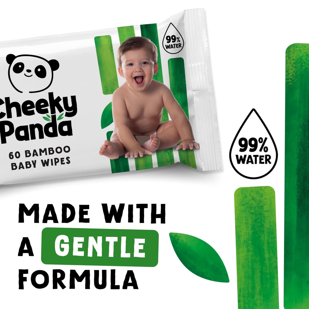 The Cheeky Panda Bamboo Biodegradable Baby Wipes | 99% Purified Water, Suitable for Sensitive Skin | Dermatologically Tested — view 2