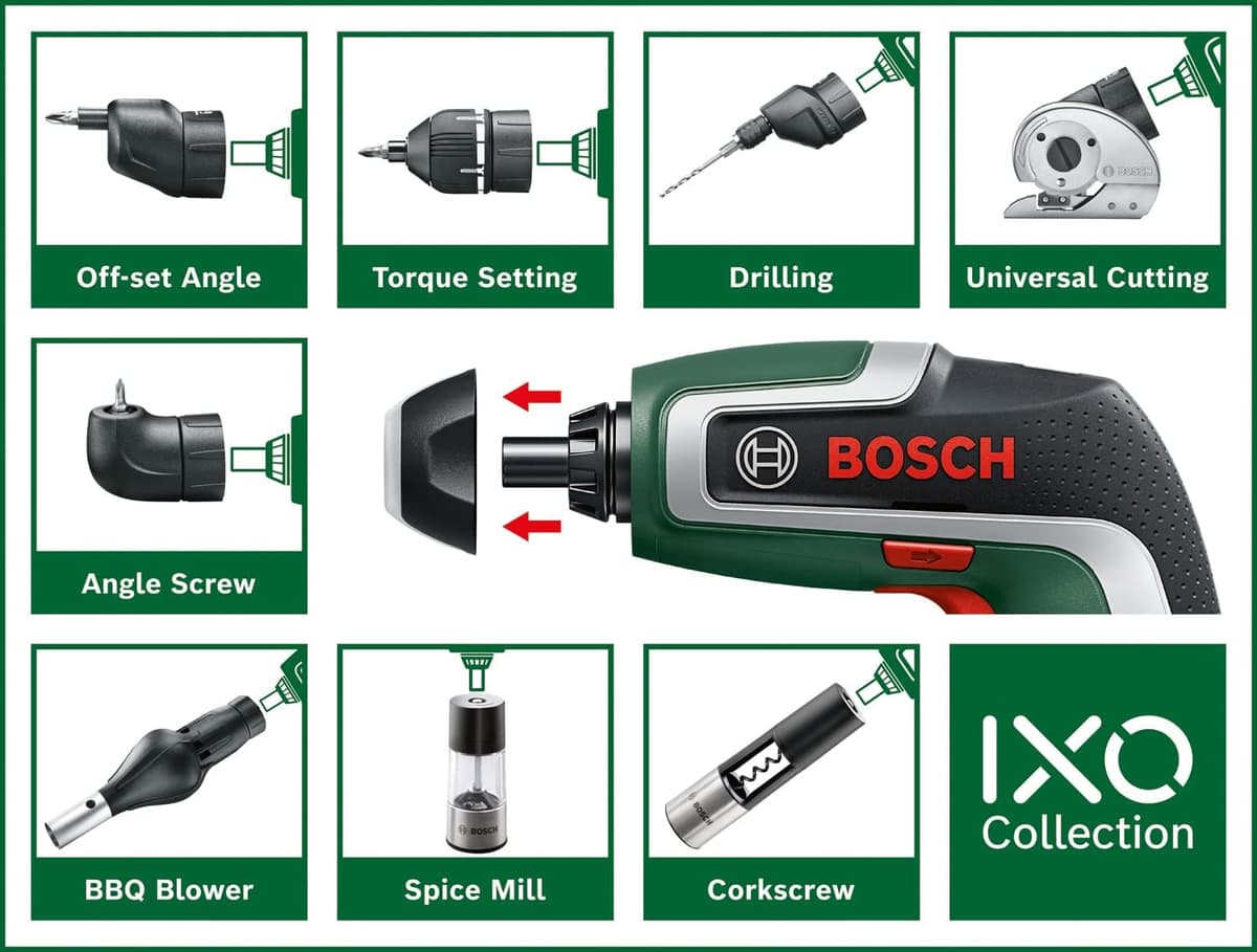 Bosch Home and Garden IXO Cordless Screwdriver (7th Generation, 3.6V, 2.0Ah, 5.5Nm, with Micro USB Cable, Includes Angle Attachment, Screws up to 190 Screws, in Box) - Amazon Edition Gen 7 | Exclusive Gen 7 | Exclusive — view 5