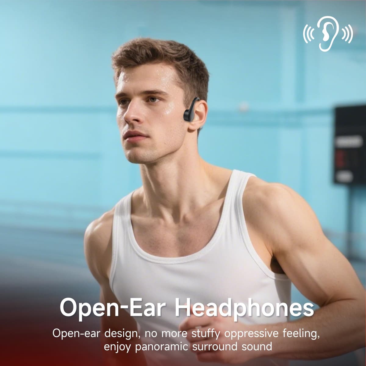 IFECCO Auriculares Conduccion Osea Natacion - IP68 Resistente al Agua Auriculares para Nadar Bluetooth 6.0,Cascos Conduccion Osea con 8G Mp3 para Natacion Correr Ciclismo — view 3