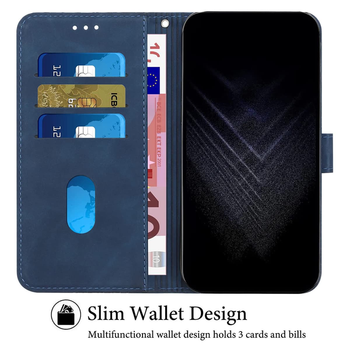 Compatible With Motorola Moto G22 Case, Wallet Case PU Premium Leather with Card holder Slots Magnetic Shockproof Protect Flip Cover Bookstyle Phone Cases Cover for Motorola Moto G22 (Blue) — view 5