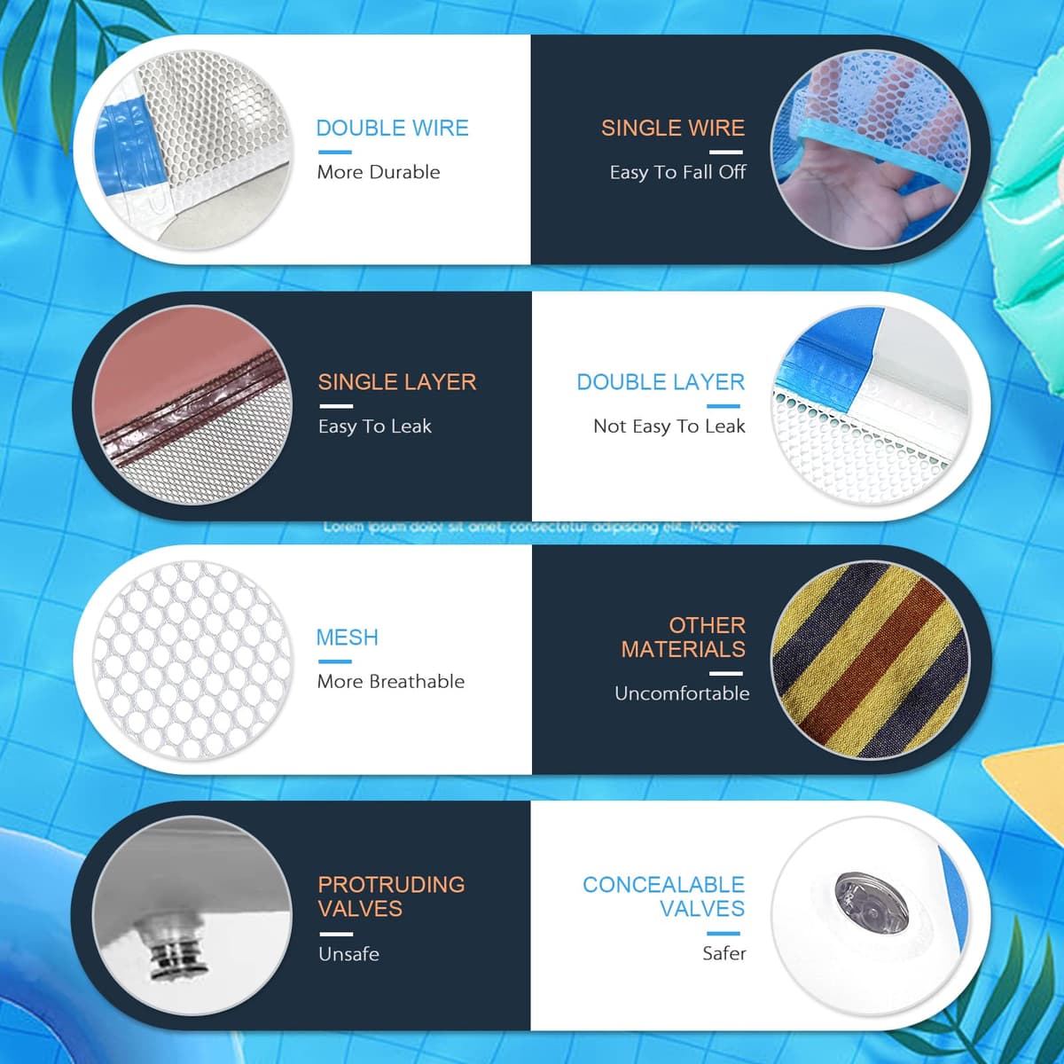 Colchoneta Piscina Adultos Hinchables para Piscina Flotadores Piscina Hamaca De Agua Colchonetas Inflables Piscina Colchoneta Playa Hinchable Hamaca Piscina Flotante Juguetes para Fiestas Océano — view 2