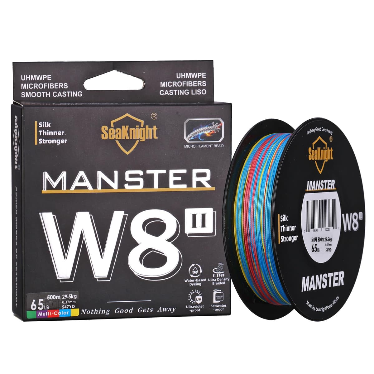 SeaKnight W8 II Sedal de Pesca Trenzado de Agua Salada de 8 Capas, 150 m/300 m/500 m, Polietileno Trenzado, 8 Hilos, para Carpa, Trucha, 15-100 kg