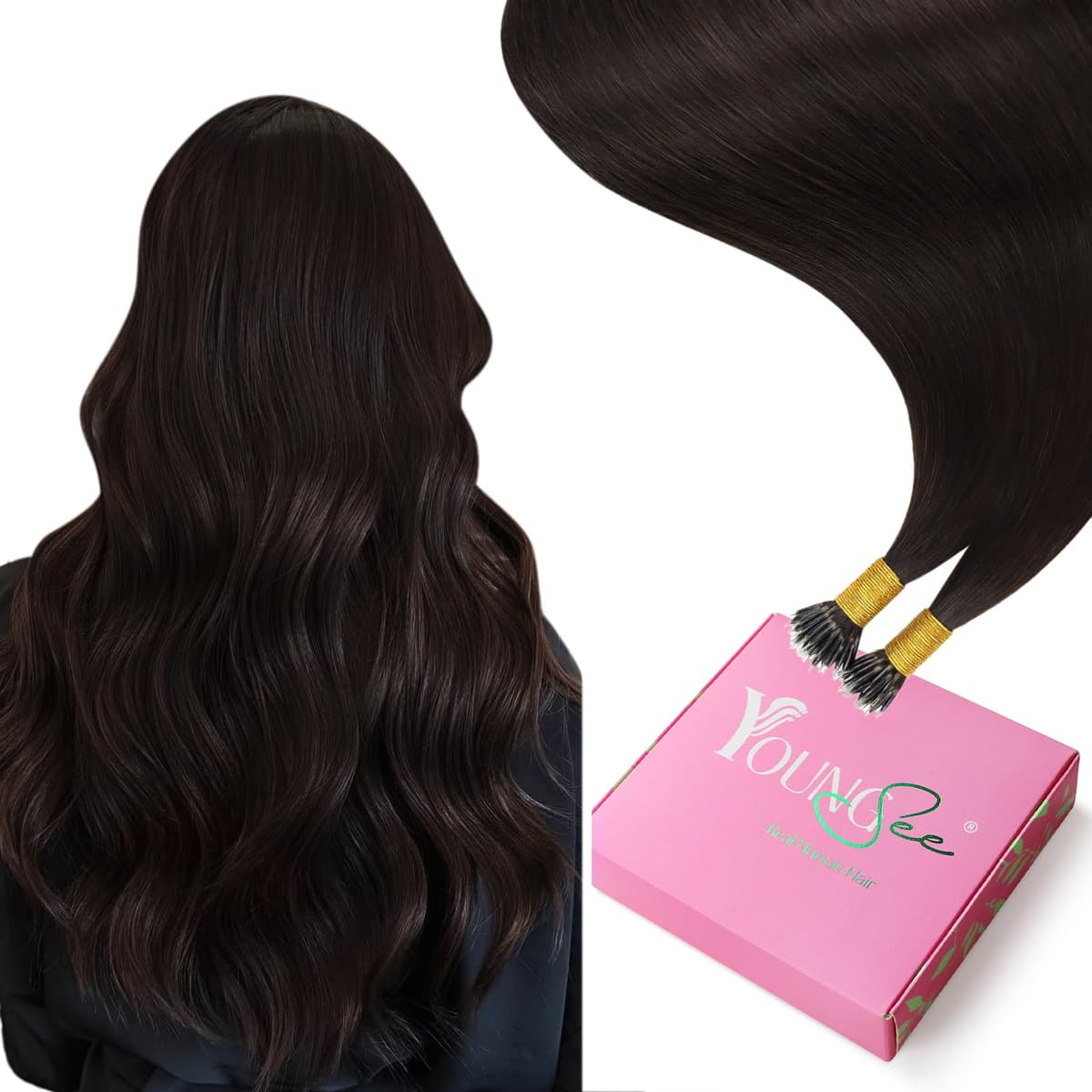 YoungSee Nano Hair Extensions Blonde 16inch Nano Beads Hair Extensions Warm Ash Blonde Highlight Bleach Blonde Nano Ring Hair Extension Highlight for School Soft Cold Fusion 50s 50g — view 32