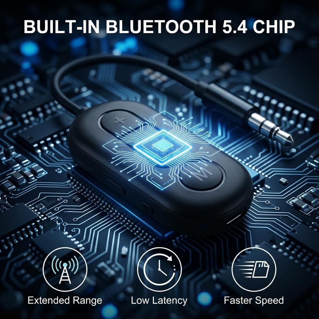 2 in 1 Airplane Bluetooth 5.4 Transmitter Receiver, Wireless Aux Adapter 3.5mm Dual Connection Mini Wireless Car Transmitter Receivers for Airplane Home Car Headphones TV Gym Speakers — view 4
