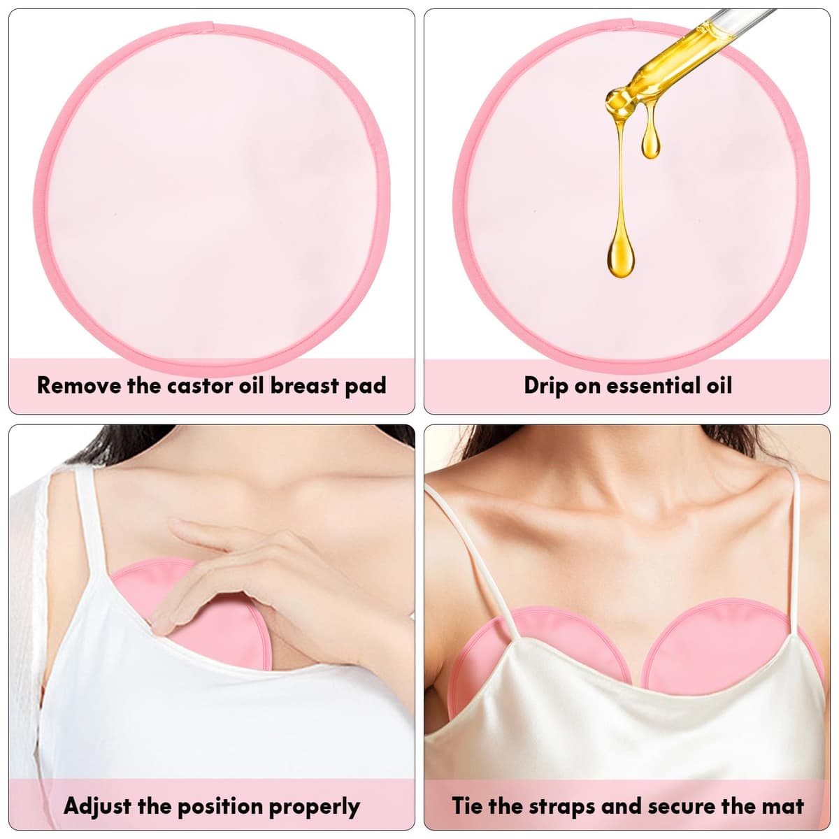 Alasum 2 Pcs Castor Oil Breast Packs with Skin-friendly Cloth Pads and Storage Bag, Reusable, Adorable and Gentle Breast Wraps for Nursing, Measuring 9.63x9.63x0.12 Inches — view 9