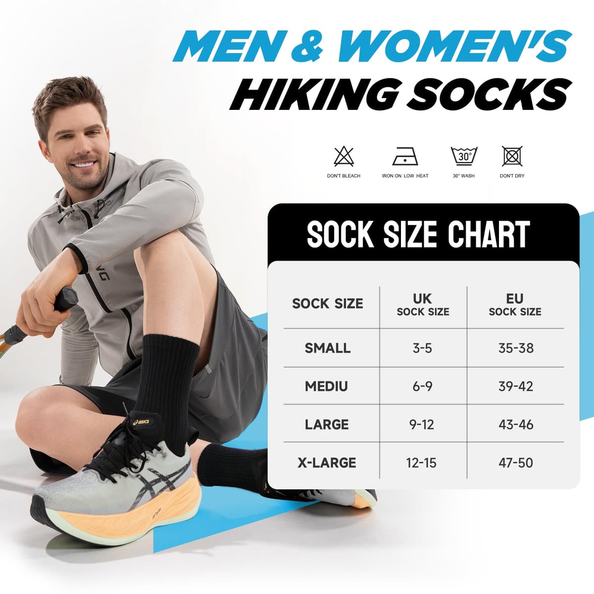TANSTC Mens Socks Wicking Breathable Cushion Comfortable Casual Crew Socks Outdoor Multipack Performance Hiking Trekking Walking Athletic Socks 6 Pairs — view 6
