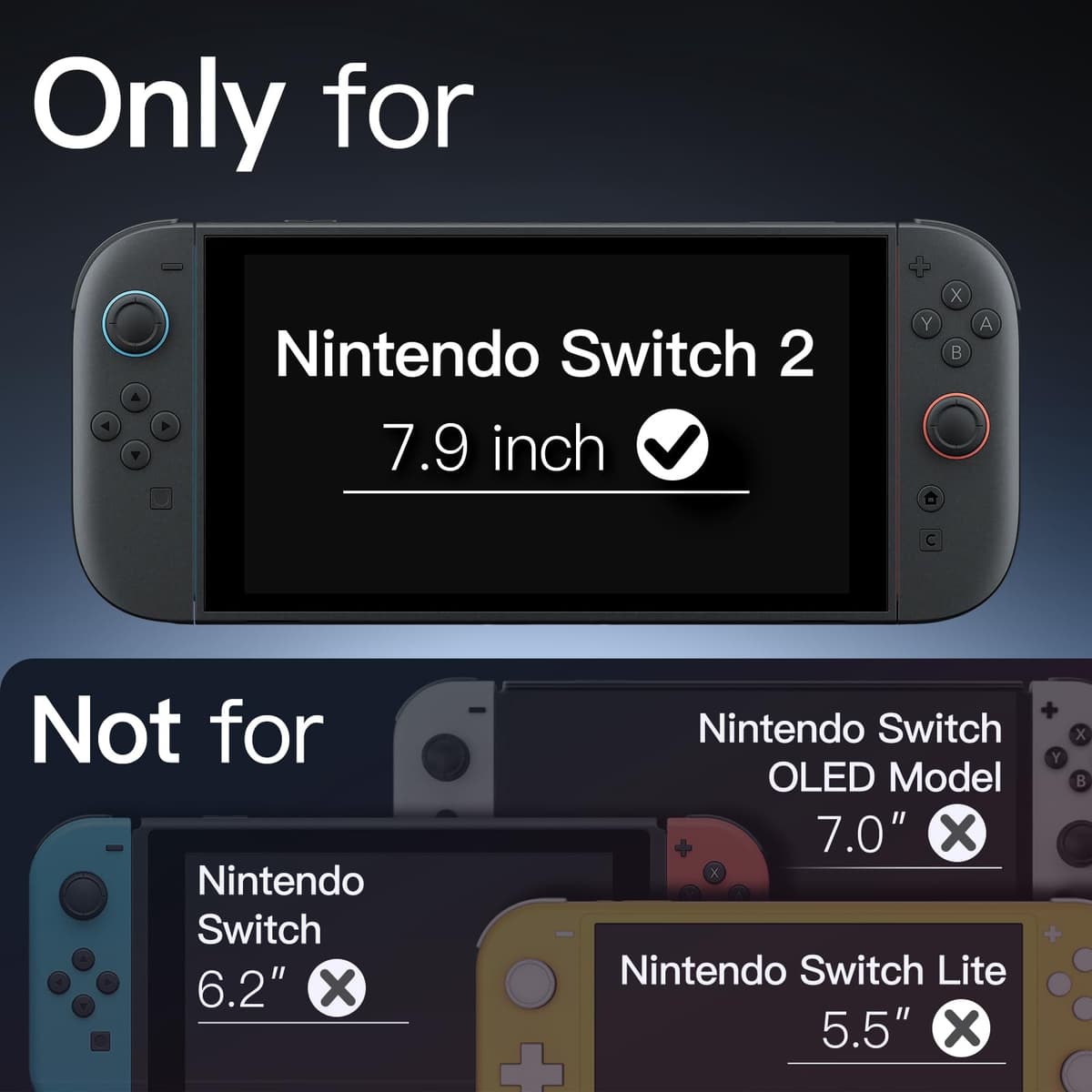 JETech Slim Dockable Case for Nintendo Switch 2 (2025) 7.9 Inch, Soft TPU Grip Cover for Joy-Con Detachable, Matte Carrying Protective PC Back Shell, Anti-Scratch (Black) — view 2