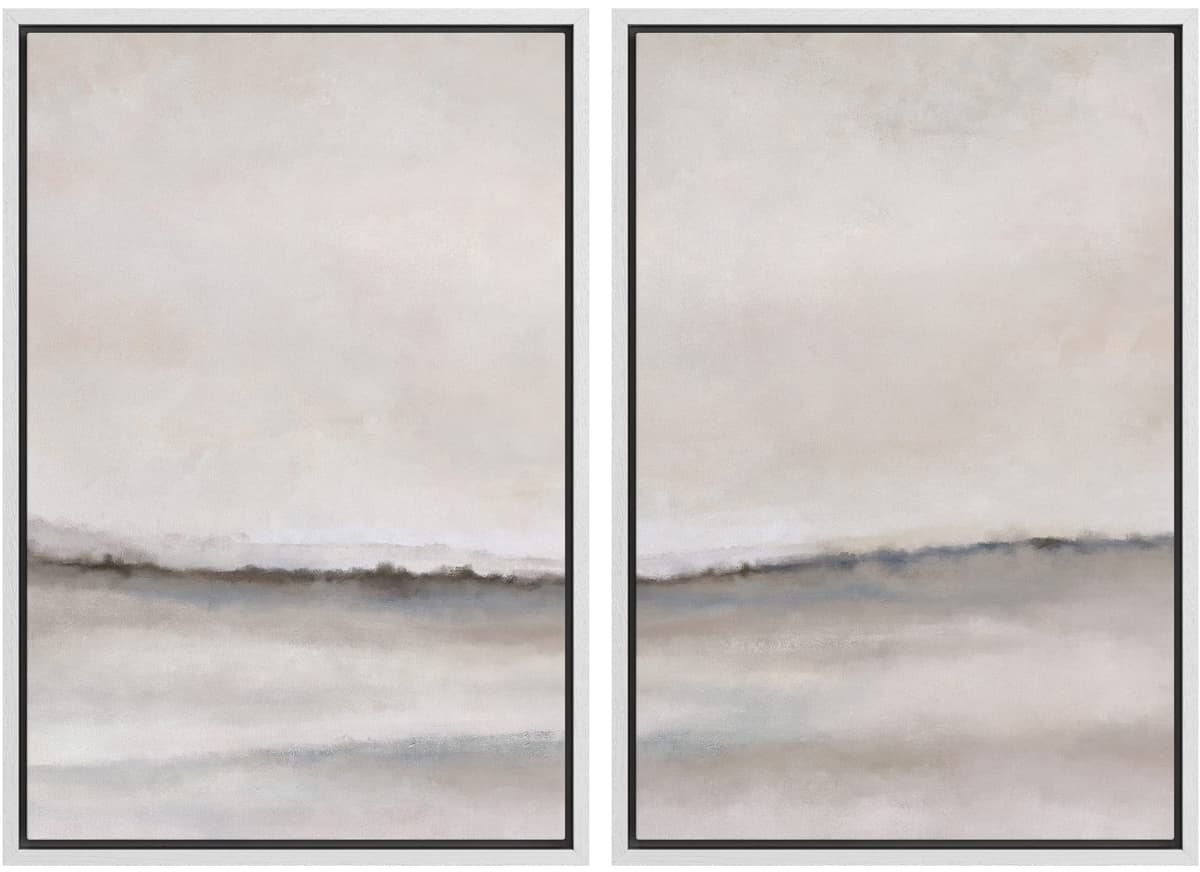 MUDECOR Framed Canvas Print Wall Art Set Watercolor Pastel Duotone Tan Landscape Abstract Shapes Illustrations Modern Art Decorative Contemporary for Living Room, Bedroom, Office - 24"x36"x2 Natural — view 9