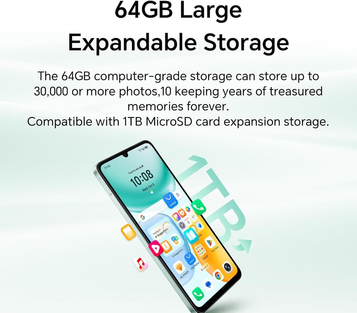 HONOR X5c Plus Unlocked Smartphone, 6.74" 90Hz Bright Display, 64GB Storage, 5130mAh Battery, 50MP Dual Camera, 8-Core Processor, Dual SIM, Android 15 Mobile Phone, Black HONOR X5c Plus 4+64GB Black — view 4
