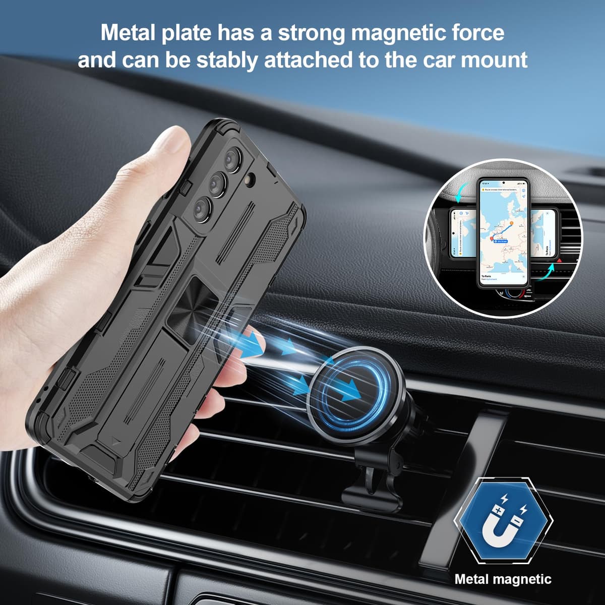 Funda para CMF Phone 2 Pro, Carcasa Antigolpes con Soporte anular metálico, Case Protectora de Grado Militar, Negro — view 1619