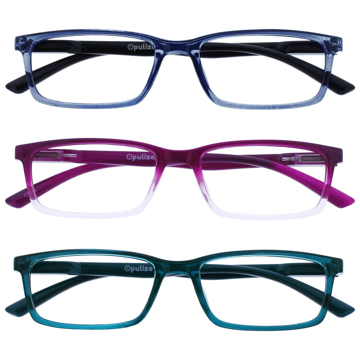 OPULIZE SEE Blue Light Blocking Reading Glasses for Men Women Anti Glare Lenses UV Protection Rectangular, 3 Pack - Black/Brown/Blue — view 37