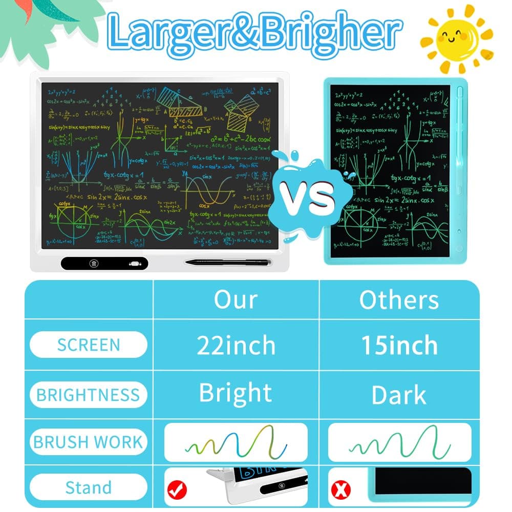 LCD Writing Tablet for Kids, 22 Inch Writing Board for Kids with 2pens and Adjustable Bracket, Adult Teacher Home School Education Office Supplies, Educational Toys for 3-12 Years Boys and Girls — view 2