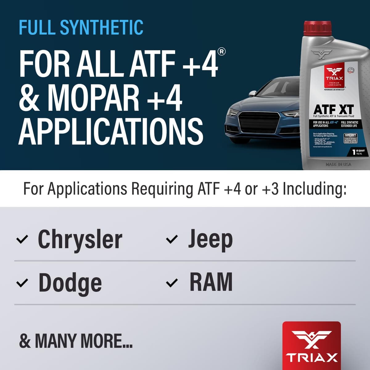 TRIAX ATF XT ATF+4 Fluido Transmisión Automática Sintético - Para Chrysler Jeep Dodge RAM Fiat MS 9602 (6x946 ml (6 quart pack)) — view 3
