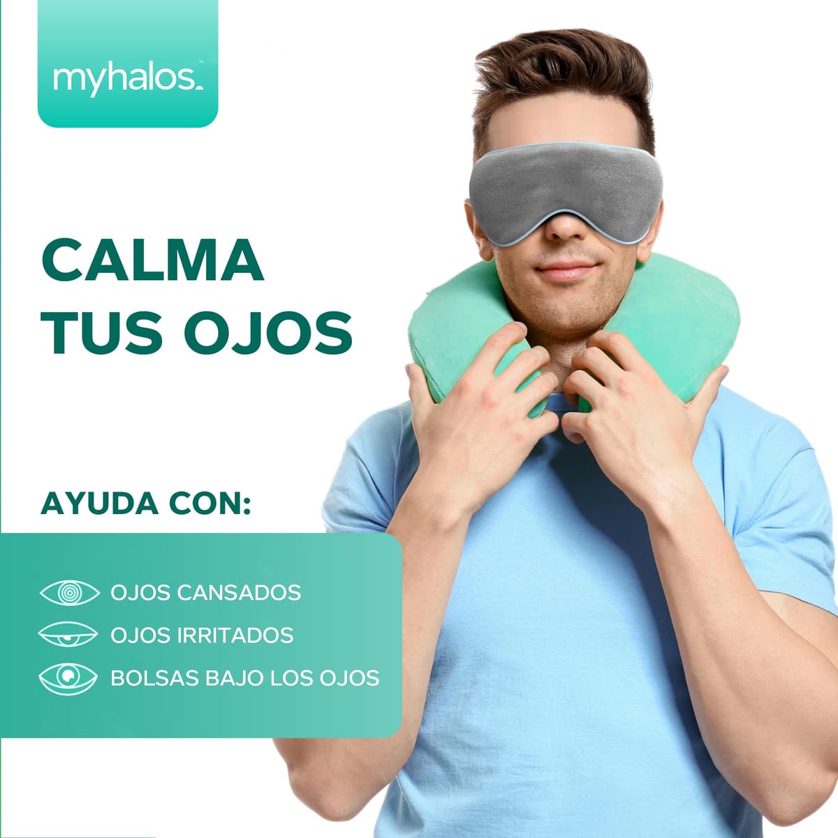 MyHalos® Antifaz Ojos Secos – Compresa Cálida para Ojos para Microondas – Antifaz Blefaritis y Orzuelos – Antifaz Calor Ojos Incluye Correa Ajustable y Funda — view 3