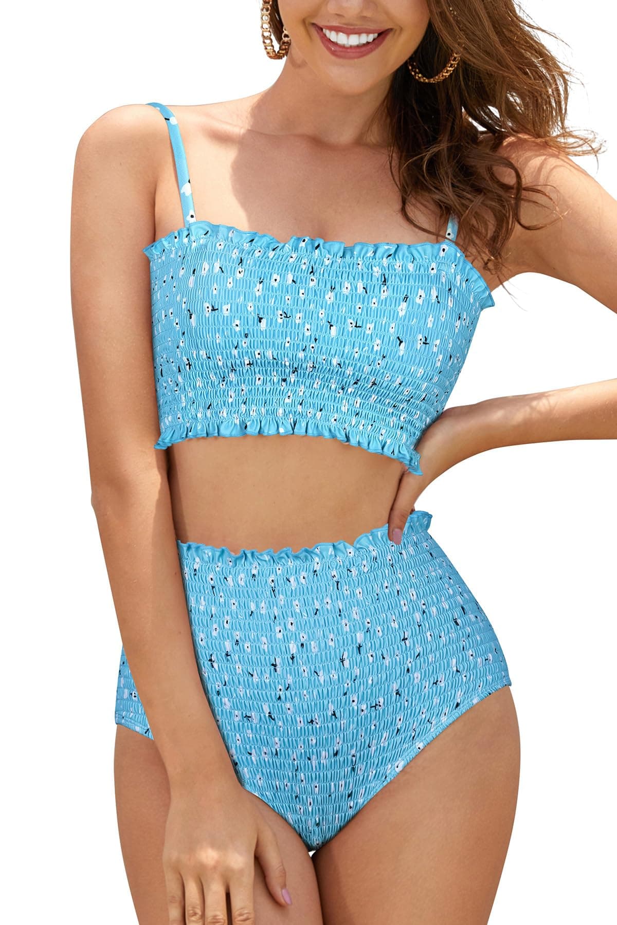 SHEKINI Traje de Baño para Mujer Elegante Ruched Bikini Falda Corta Incorporada Pantalones de Bikini Deportivo Verano Falda de Baño con Cordón de Playa — view 65