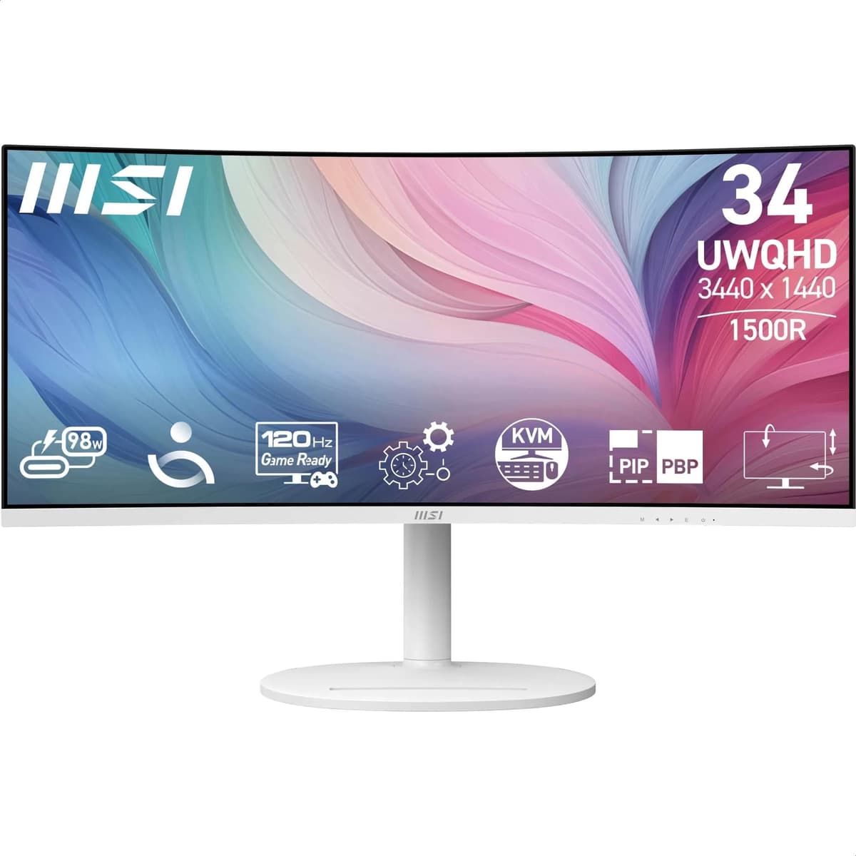 MSI Modern MD271UL 27 Inch Monitor, UHD (3840 x 2160), 75Hz, IPS, 4ms, 2x HDMI, DisplayPort, USB Type-C, Built-in Speakers, Anti-Glare, Anti-Flicker, Less Blue light, TÜV Certified, VESA — view 3