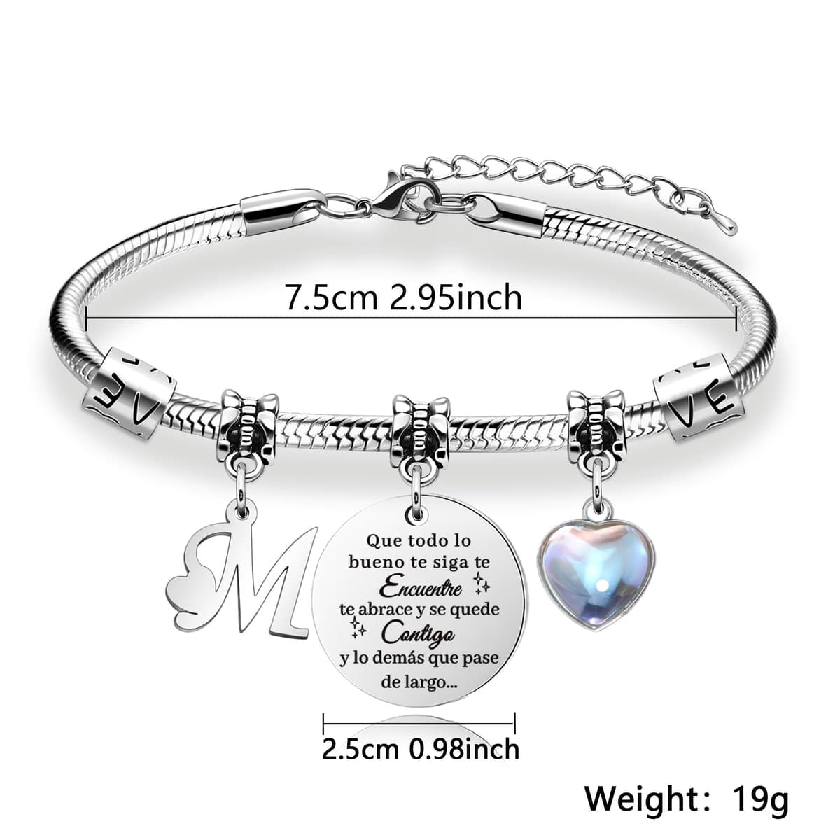 Regalos para Mujeres Pulsera de Plata con Letras Iniciales - Regalo Personalizado para Hija, Sobrina, Hermana, Amiga, Adolescente, Madre y Tía — view 2
