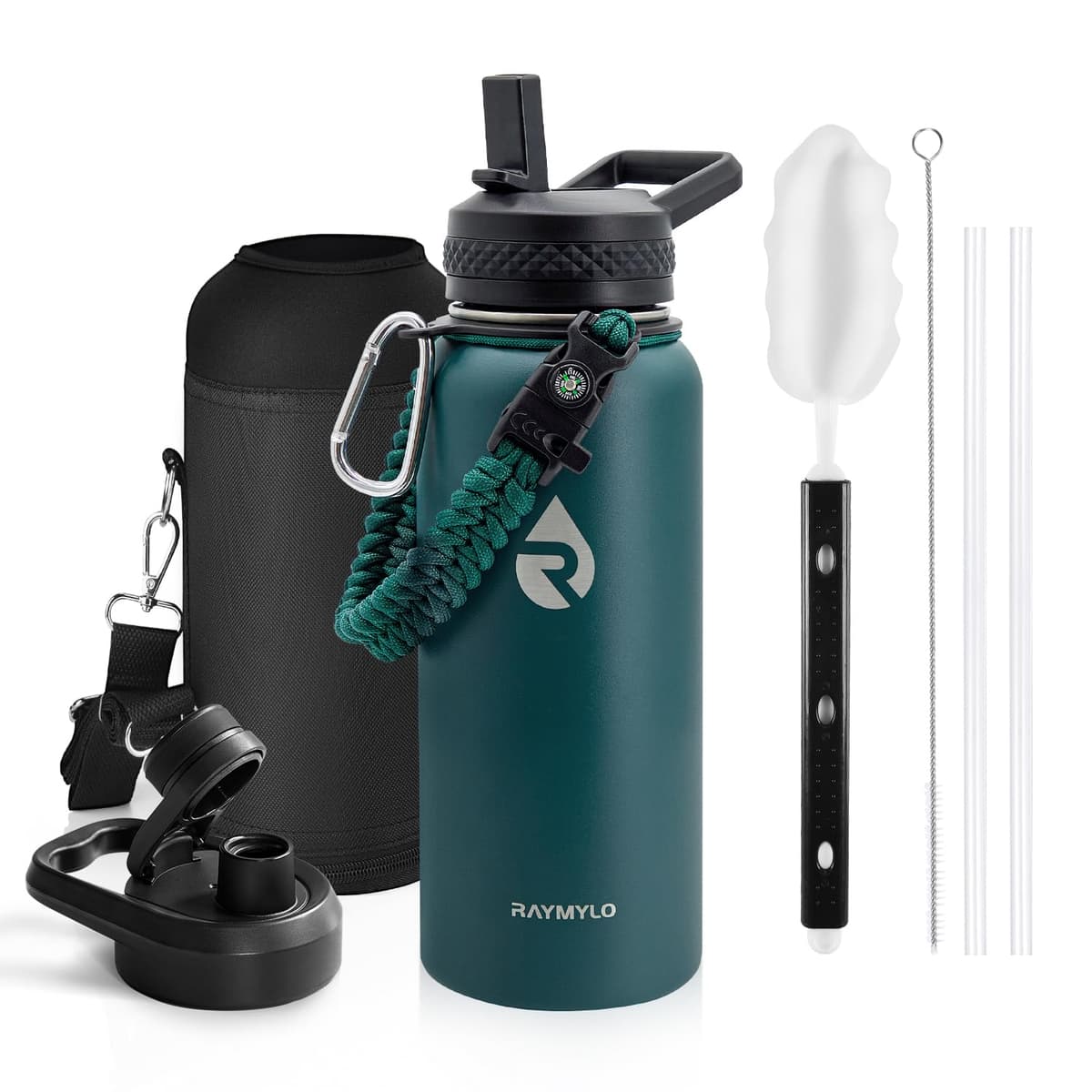 RAYMYLO One Gallon Water Bottle Insulated, Triple Walled Vacuum Stainless Steel (Cold for 48 Hrs), Leak Proof & Non-BPA, Large Water Flask Jug with Paracord Handle & Straw Spout Lids — view 19