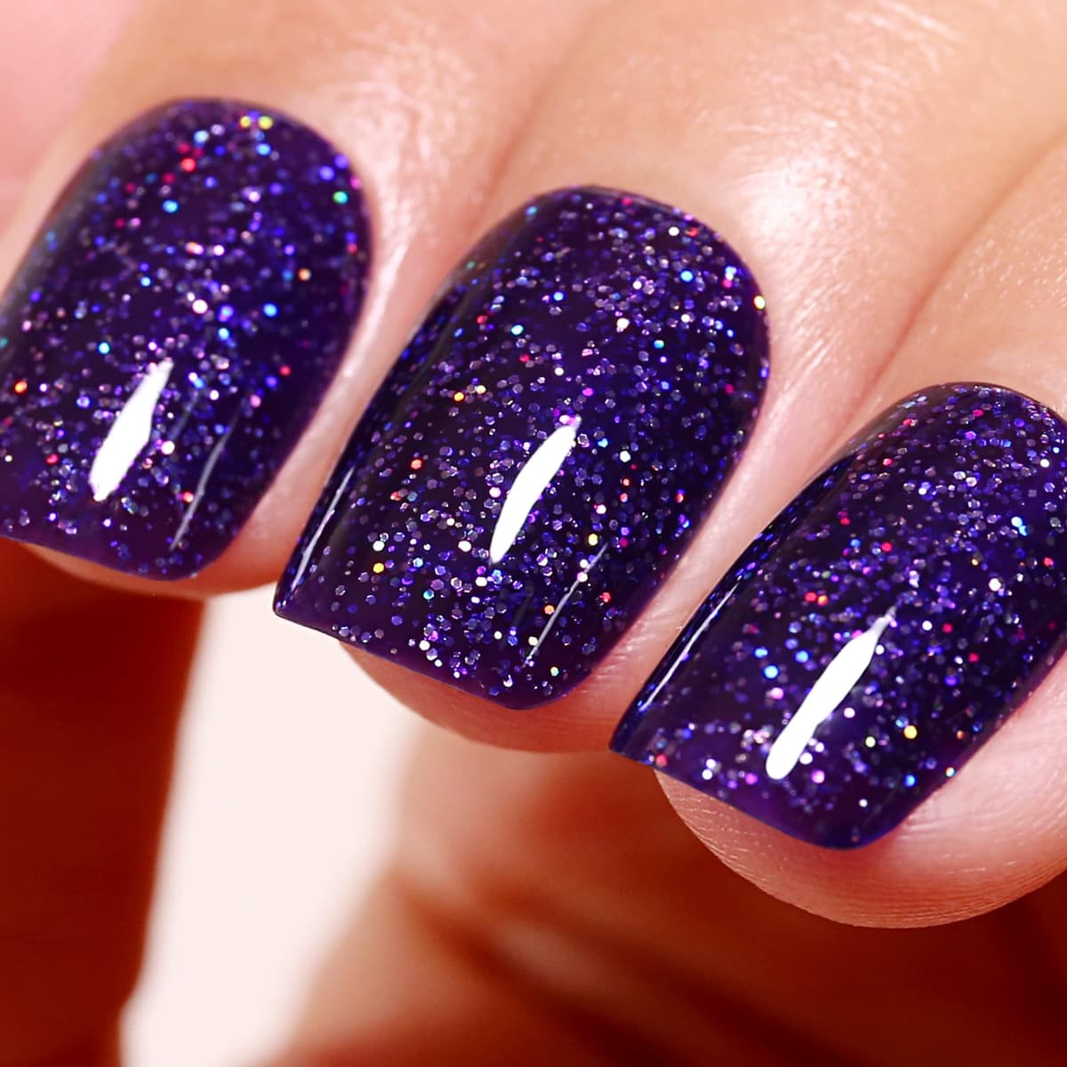 Ozzeal Deep Purple Iridescent Gel Nail Polish - Sparkle Shimmer Rainbow for LED/UV Art Manicure - 15ML