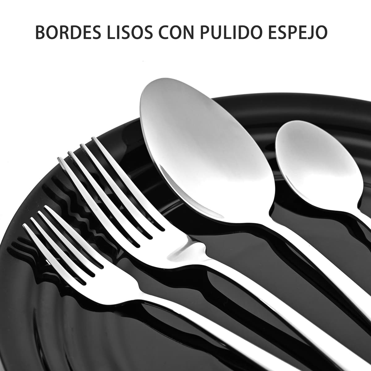 Cubiertos Acero Inoxidable 36 Piezas - Juego de Cubiertos para 6 Personas Cubertería Completa con Cuchillos de Carne, Cuchillos de Mesa, Tenedores y Cucharas - Diseño Moderno Apto Lavavajillas — view 4
