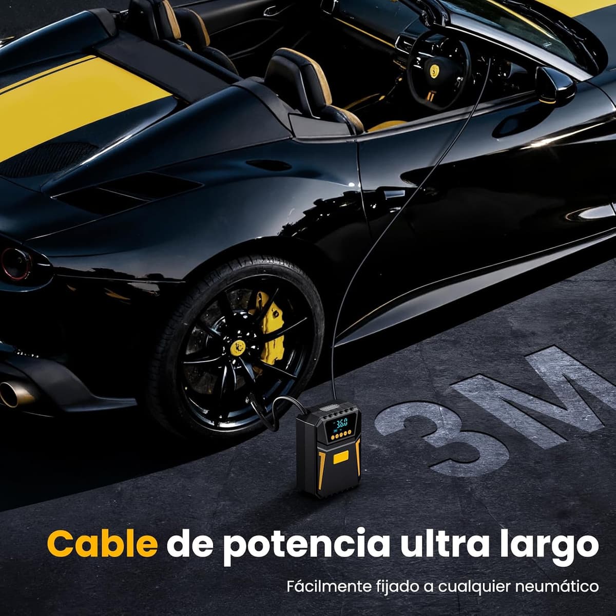 Inflador Ruedas Coche - Compresor Aire Portatil 12V DC, Compresor Aire Coche 150PSI con Linterna - para Coches/Motos/Bicicletas/SOS Emergencia, Presión Preestablecida y Apagado Automático — view 4
