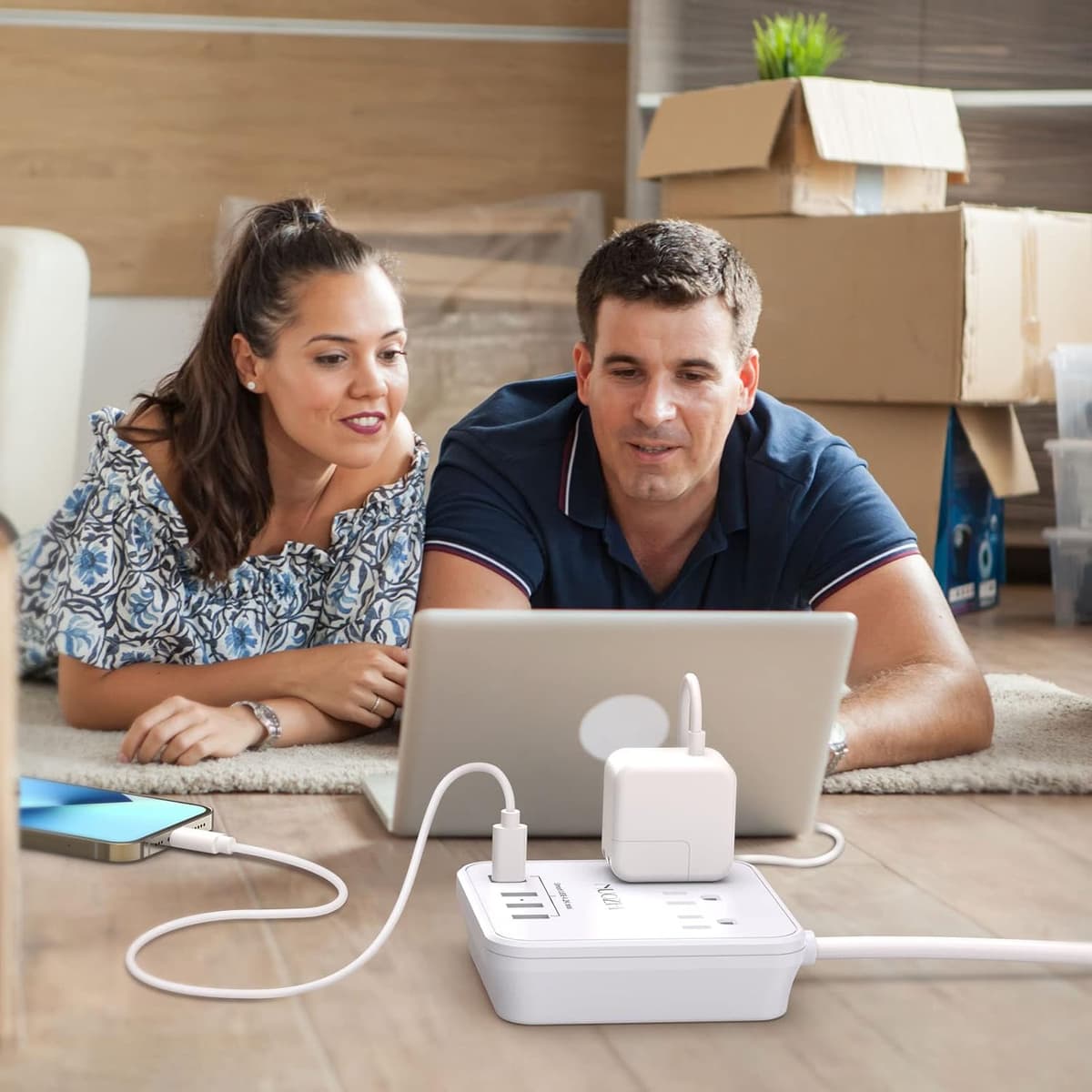 Cruise Essentials, NUOZHI 6 Ft Power Strip with 3 Outlets and 4 USB Ports(1 USB C), Non Surge Protector for Cruise Ship, Travel, Home Office, ETL Listed, White 6 Ft White — view 2