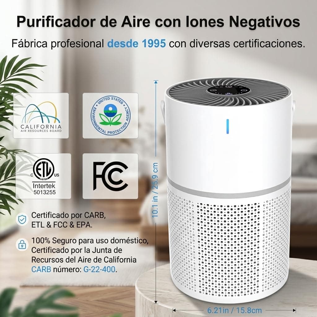 Marvics Air Purifiers Purificador de Aire Silencioso con Filtracion de Tres Capas 360 Grados Iones Negativos para Habitacion y Salon (White/Dark Grey Heather) — view 2