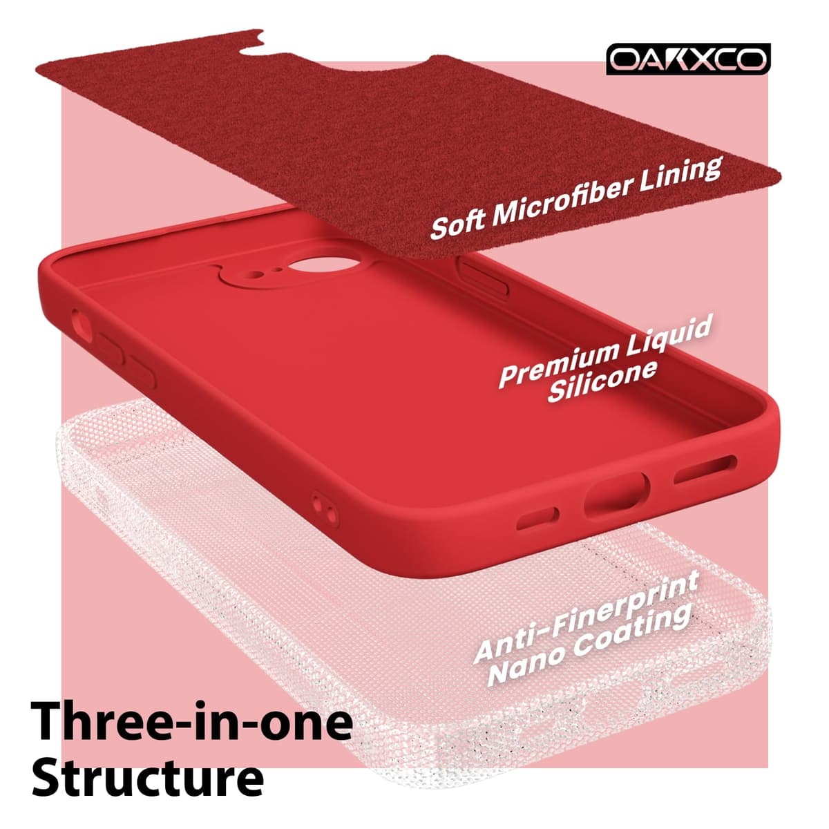 oakxco for iPhone 17 Pro Max Phone Case Liquid Silicone, Cute Thin Slim Grip Soft Rubber Gel for Women Men, Smooth Matte TPU Plain Solid Color Girly Simple Case with Camera Cover, Light Pink — view 971