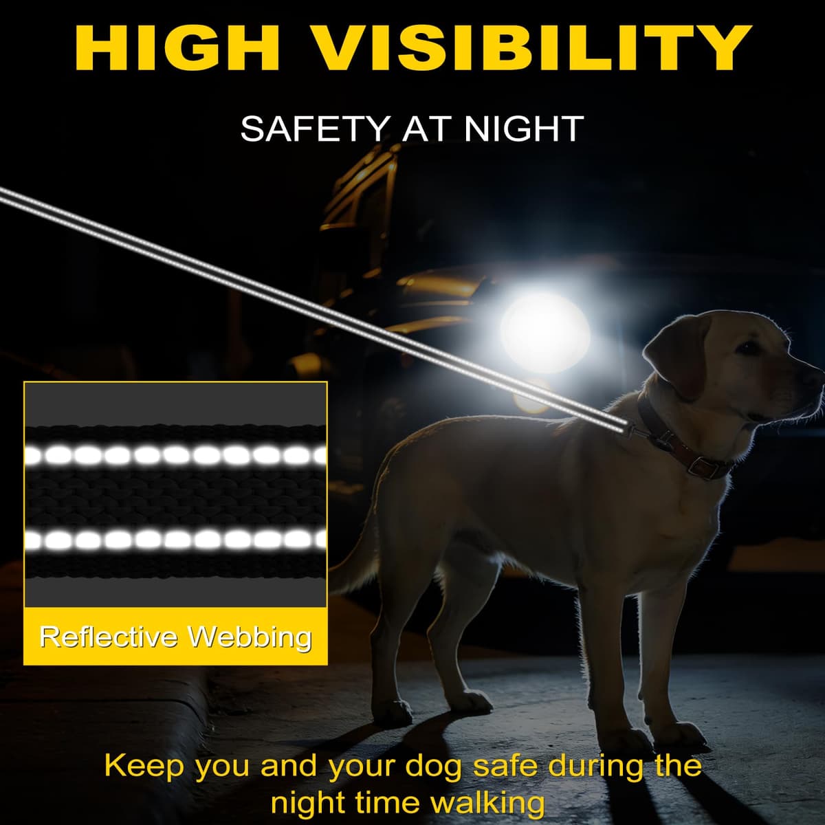 X XBEN Correa para Perro, 1M 1,2M 1,8M 2M 2,2M Correa Reflectante Resistente con Mango Acolchado, Correa de Adiestramiento para Cachorros, Perros Pequeños, Medianos y Grandes,con Hilos de Goma Suave — view 4