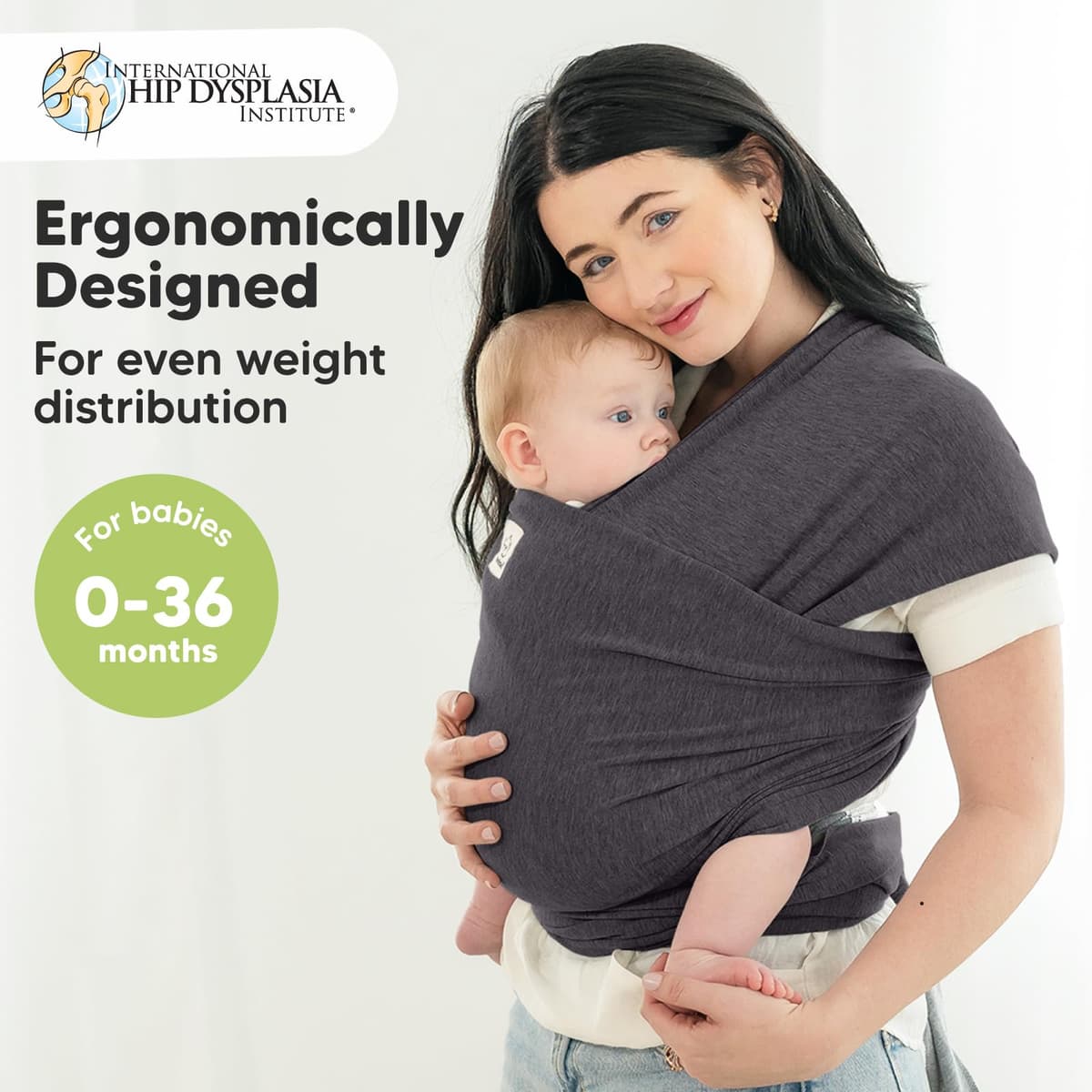 KeaBabies Baby Wrap Carrier - All in 1 Original Breathable Baby Sling, Lightweight, Hands Free Carrier, Newborn to Infant Wraps (Mystic Gray) — view 2
