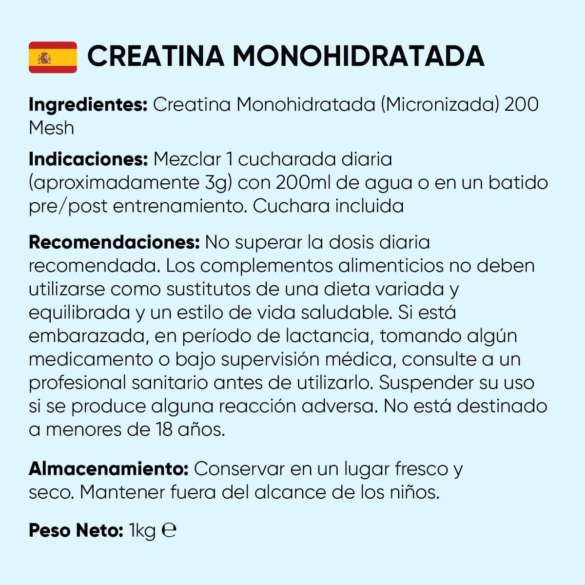 Creatina Monohidratada en Polvo 1kg/1000g para 330 Días - 100% Puro, Factor de Malla 200, 100% Monohidrato de Creatina Micronizada - Sin Sabor, Vegana, Sin Estearato de Magnesio, Cuchara Incluida — view 5