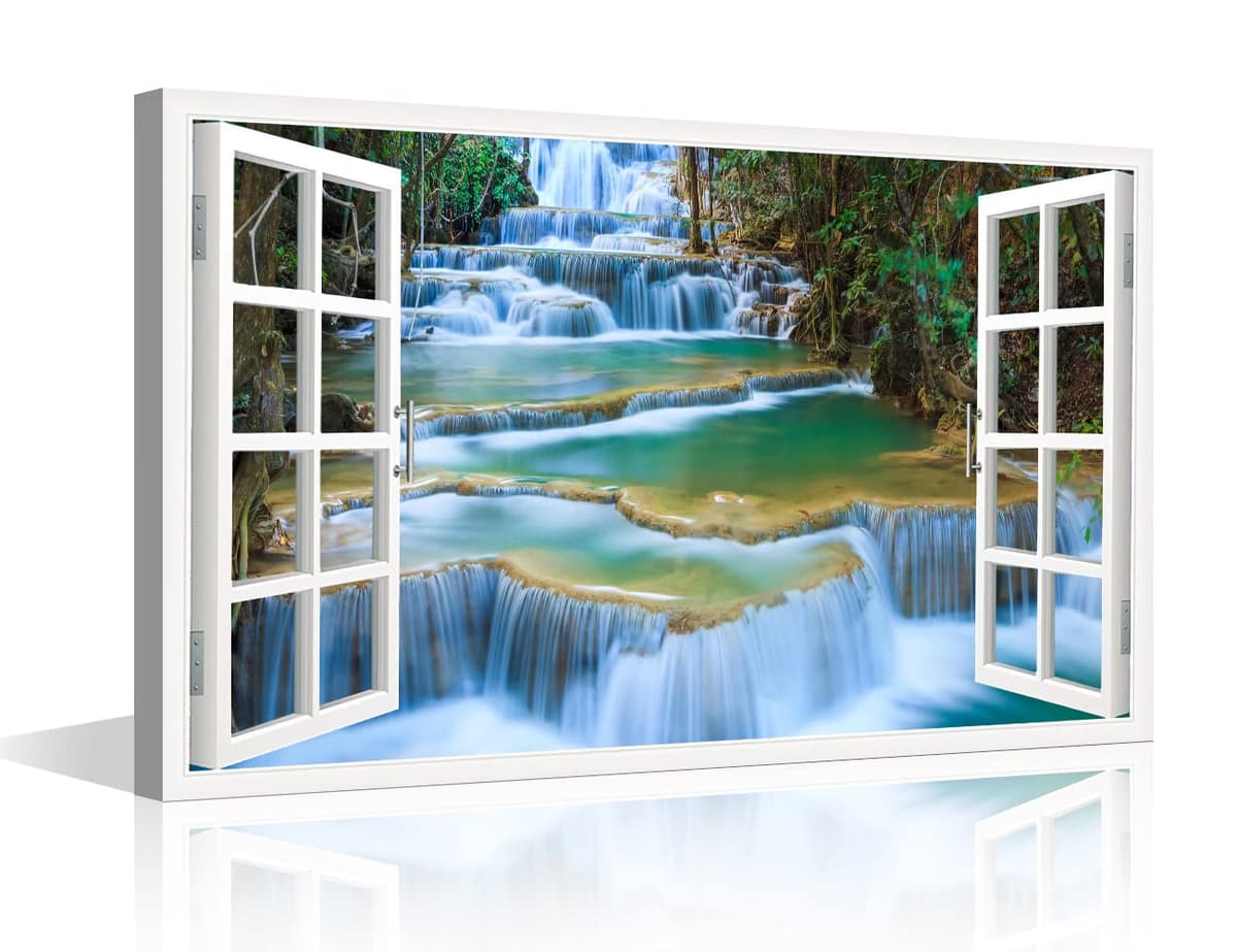 TISHIRON 3D Window View Seaside Effect Canvas Wall Art Prints for Living Room Bedroom Decor Office Kitchen Home Decoration Framed Ready to Hang 12x18inch — view 34