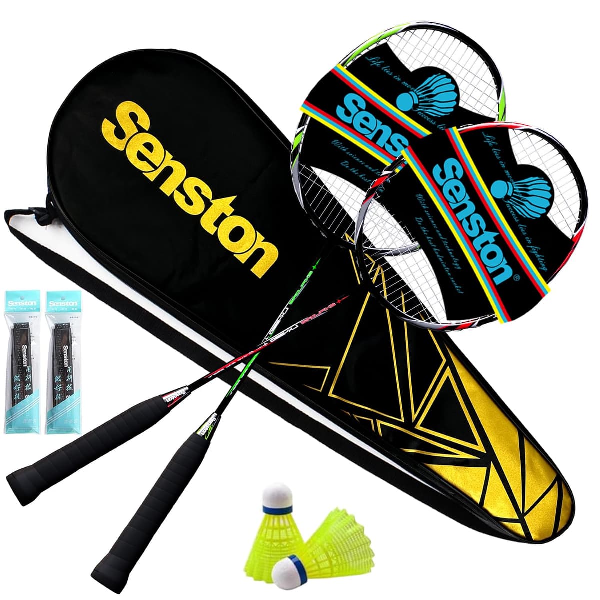 Senston Raquetas de Bádminton,Unisex Adulto Badminton Racket-Incluyendo bádminton Bolsa/2 Raquetas/2 bádminton/2 Sobregrip