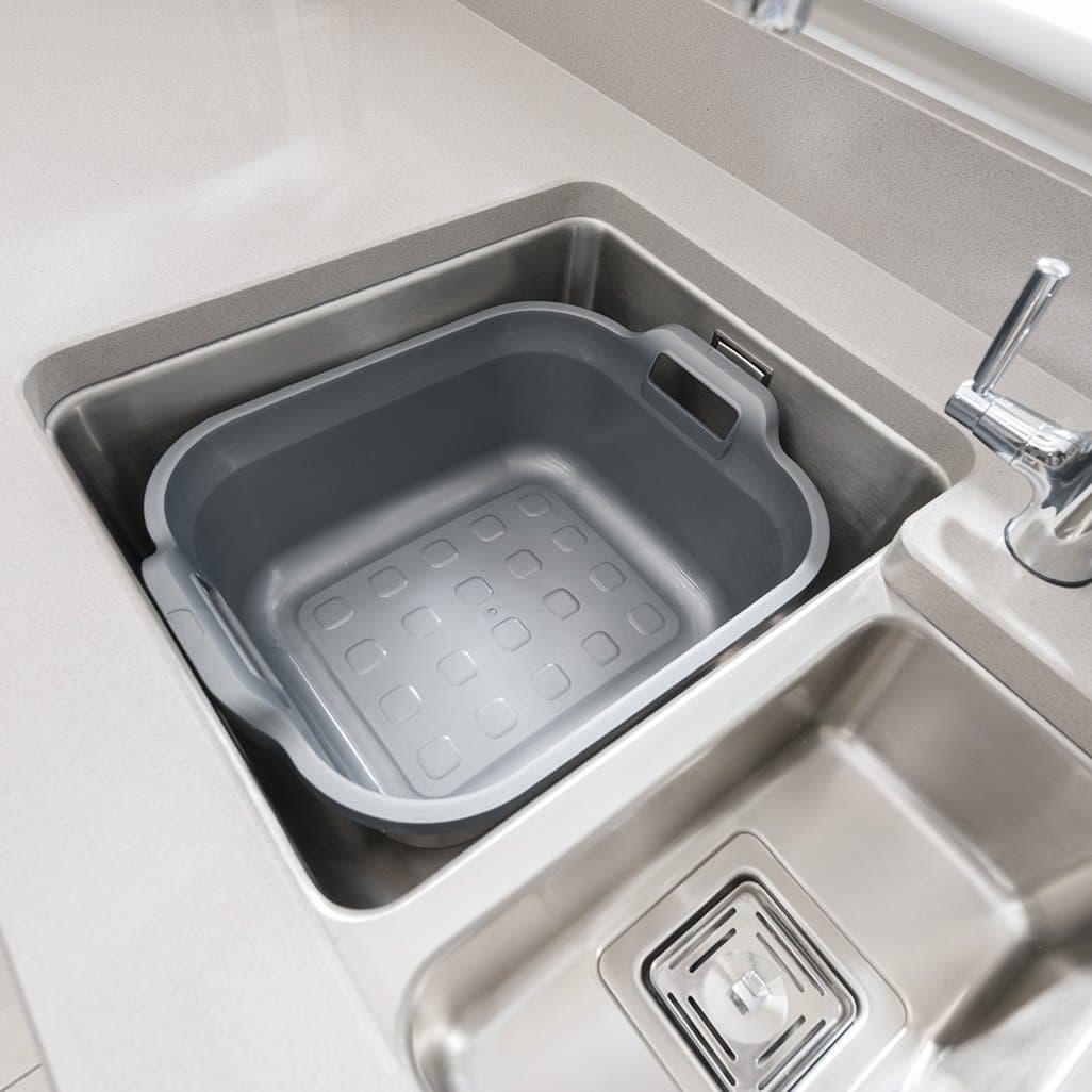 Addis 517935 Large Rectangular 10 Litre Washing Up Bowl with Handles, Metallic Silver, 39 x 32 x 14 cm — view 3