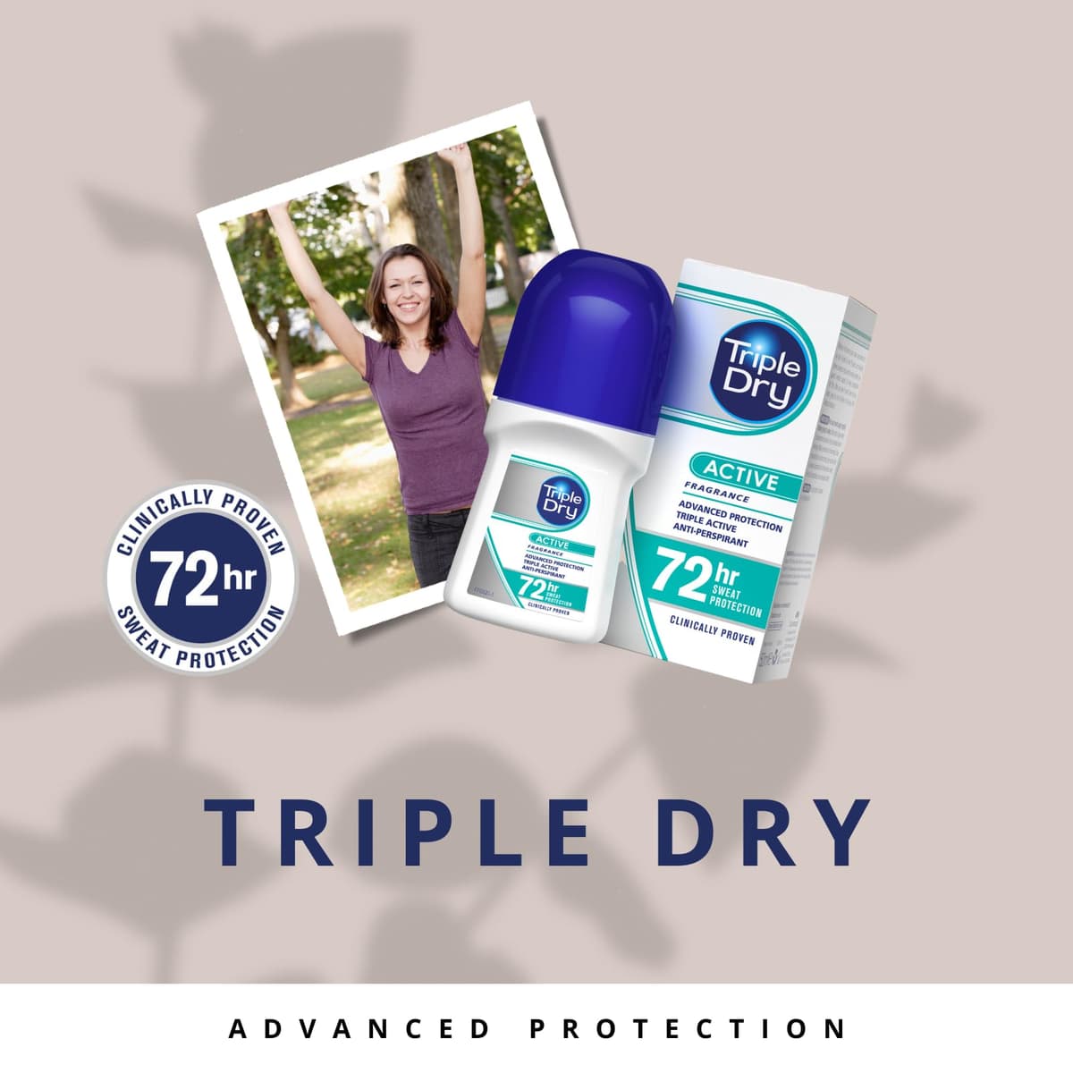 Triple Dry Women | Active Fragrance Anti-Perspirant Roll On 50ml | 72-Hour Protection Against Excessive Sweating | Fights Odour | Triple Active Formula | Clinically Proven | Female — view 2