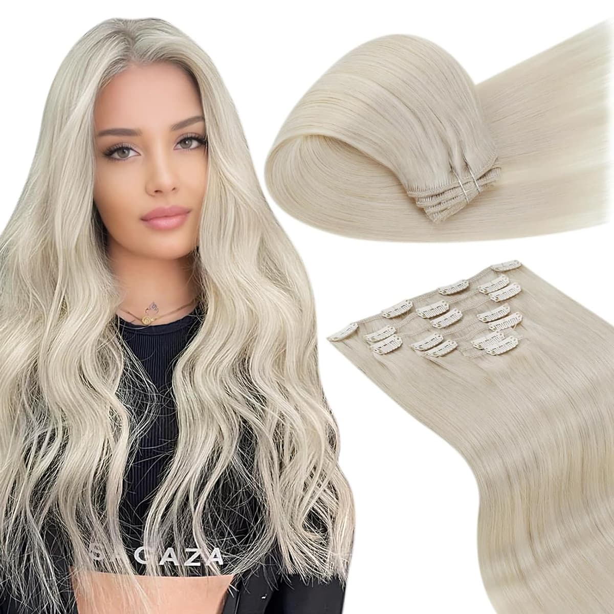 LaaVoo Hair Extensions Clip in Real Human Hair Brown Clip in Hair Extensions Dark Brown Remy Straight Hair Full Head Double Weft 80g 5pcs 14 Inch #4 — view 38