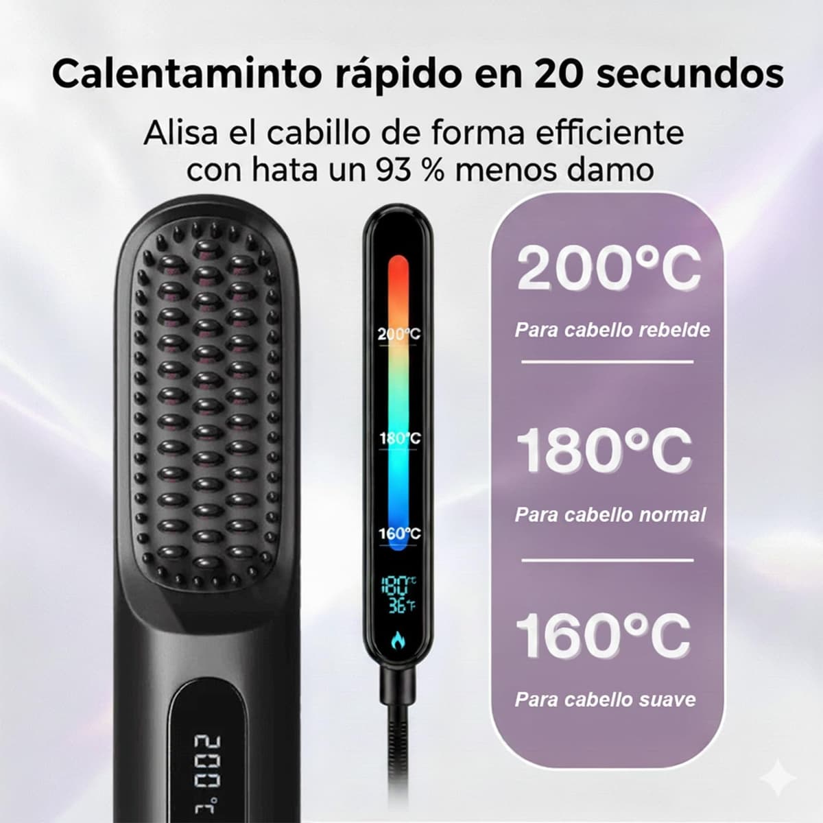 Cepillo Inalámbrico Pelo Suavelia para Cabello Corto, Cepillo Alisador con Calor Cerámico 3PX, Volumen Duradero, Sin Tirones ni Quemaduras, Recargable, Ideal para Pixie, Bob y Flequillo (Negro) — view 7