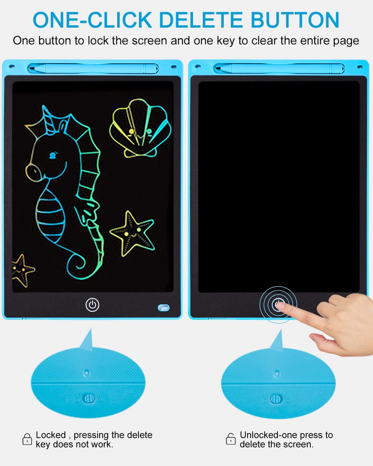 2 piezas Tableta de Escritura LCD para Niños, 10 Pulgadas Tablero de Dibujo LCD Tableta Gráfica con Lápiz, Pantalla Colorida Borrable Reutilizable Juguete Educativo para Niñas Niños de 3+ Años — view 2
