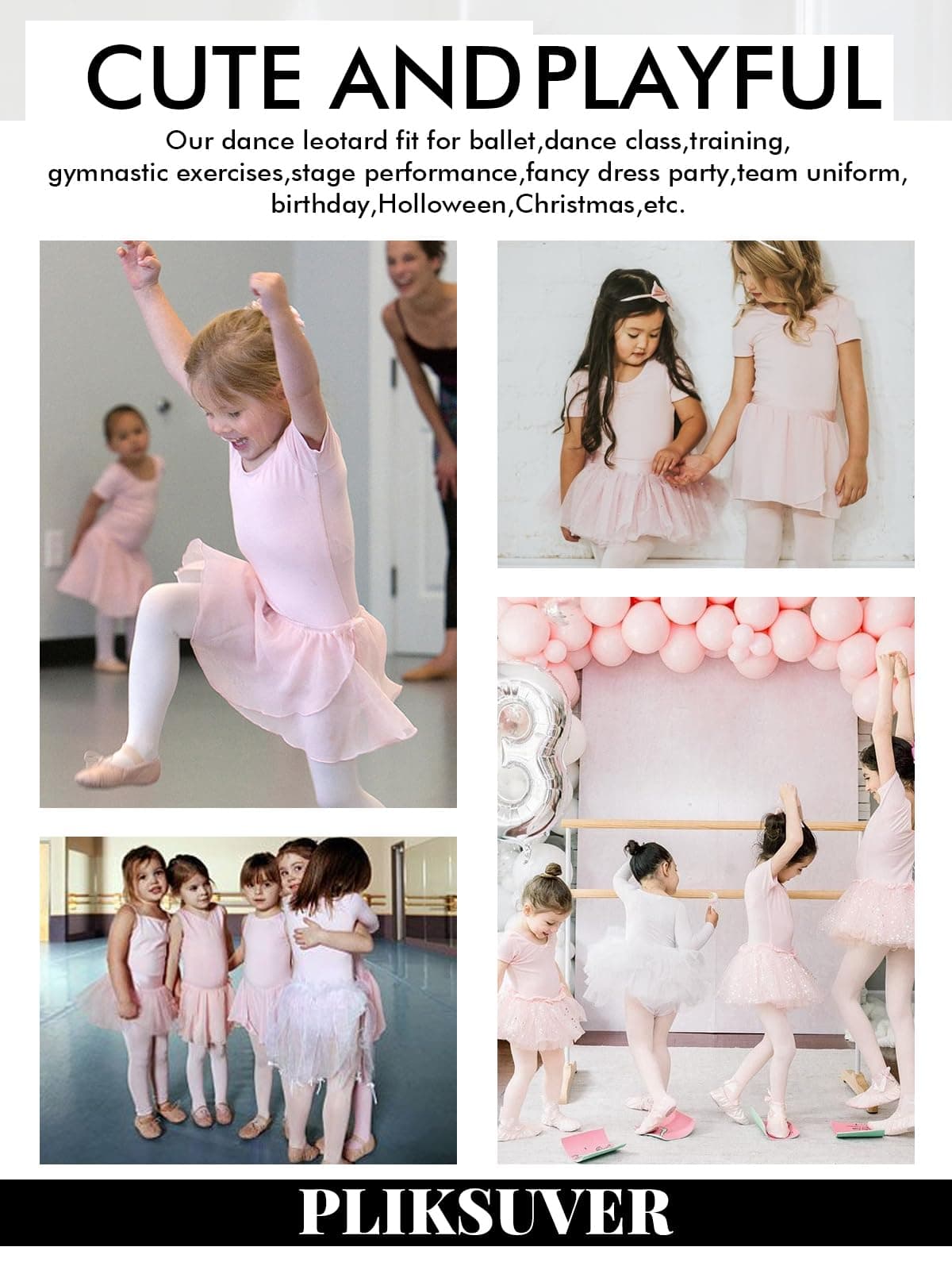 Vestido de Ballet para Niñas Manga Corta Maillot de Danza con Falda de Gasa — view 6